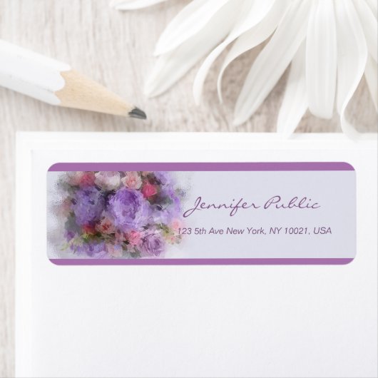 Étiquette Script manuscrit Fleurs élégantes Peinture tendanc (En situation)