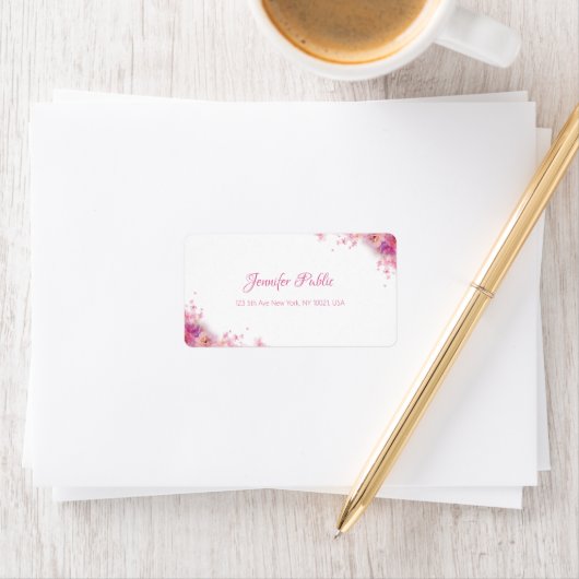 Étiquette Script manuscrit moderne Chic Aquarelle Florale (En situation)