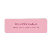 Étiquette Script manuscrit Texte Élégant rose Plaine moderne (Devant)