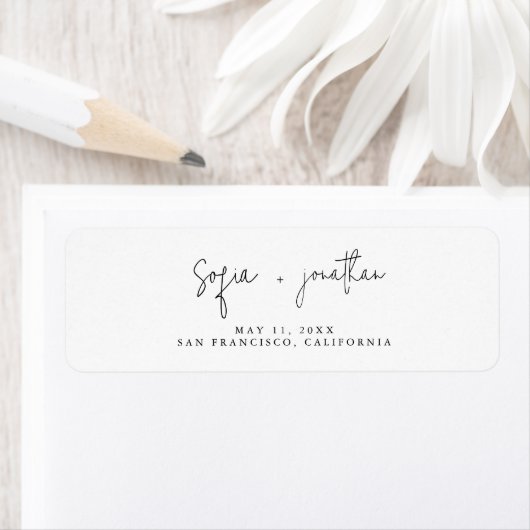Étiquette Script minimaliste moderne | Mariage noir et blanc (En situation)
