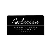 Étiquette Script moderne Black & White Adresse de retour (Devant)