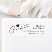 Étiquette Script moderne Black & White Graduation Adresse (En situation)