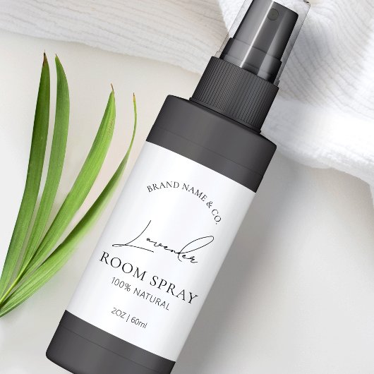 Étiquette Script moderne chic Simple Logo Chambre Spray bout