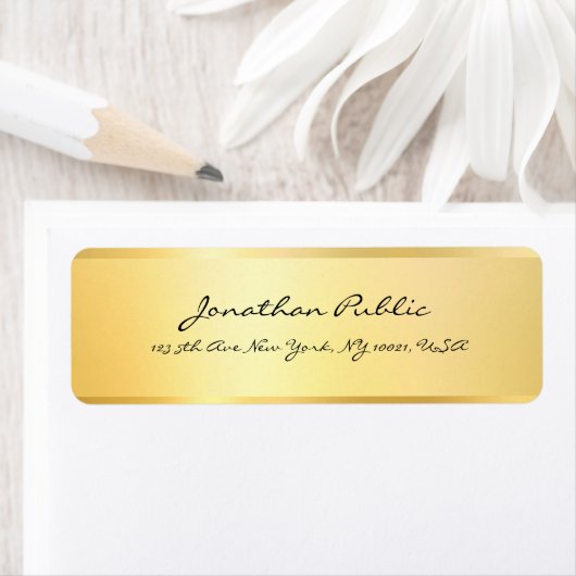 Étiquette Script moderne écriture manuscrite Faux Gold Éléga (En situation)