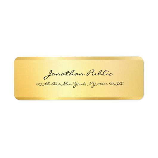 Étiquette Script moderne écriture manuscrite Faux Gold Éléga (Devant)