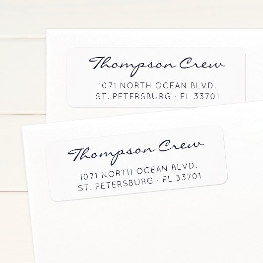 Étiquette Script moderne élégant Navy Blue Adresse de retour