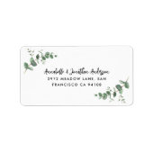 Étiquette Script moderne eucalyptus mariage botanique (Devant)