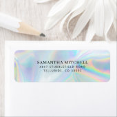 Étiquette Script moderne Faux Holographique Adresse de retou (En situation)