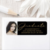 Étiquette Script moderne Graduate photo Black Gold (En situation)