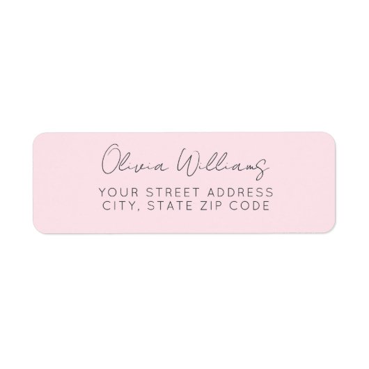 Étiquette Script moderne gris foncé & Sans Serif rose pâle (Devant)