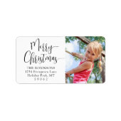 Étiquette Script moderne Joyeux Noël Photo Retour Adresse (Devant)