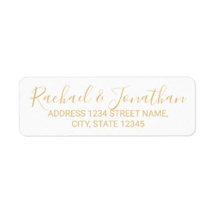 Étiquette Script moderne Mariage blanc et or
