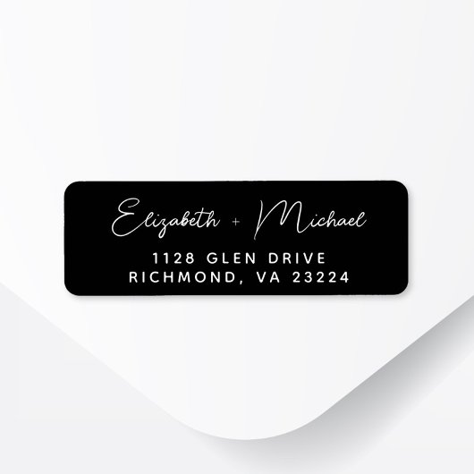 Étiquette Script moderne Mariage noir Adresse de retour