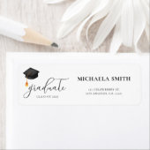 Étiquette Script moderne noir Casquette Graduation Adresse d (En situation)