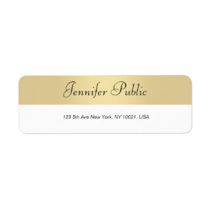 Étiquette Script moderne or blanc main minimaliste Élégant