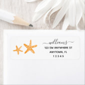 Étiquette Script moderne Orange Starfish Adresse de retour (En situation)