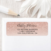 Étiquette Script moderne rose or parties scintillant ombre r (En situation)