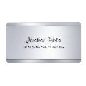 Étiquette Script moderne Silver Chic Plain Adresse d'expédit (Devant)