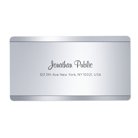 Étiquette Script moderne Silver Glam Cool Adresse de livrais (Devant)