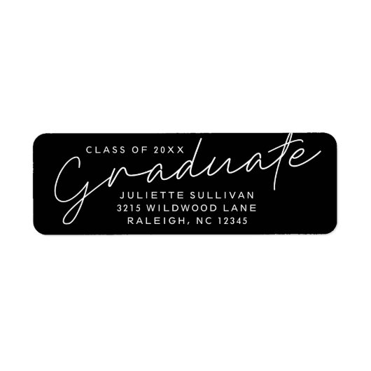 Étiquette Script moderne Simple Graduation Adresse de retour (Devant)