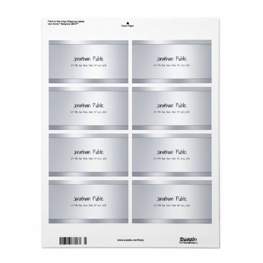 Étiquette Script moderne Texte Silver Glamor Adresse d'expéd (Feuille entière)