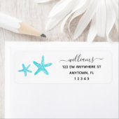 Étiquette Script moderne Turquoise Starfish Adresse de retou (En situation)