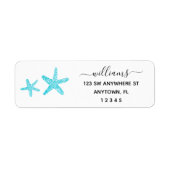 Étiquette Script moderne Turquoise Starfish Adresse de retou (Devant)