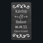 Étiquette Script Monogram Wedding<br><div class="desc">Whimsical wedding wine or other drink bottle favor designs a wedding monogram and custom "cheers to love!" texte in a stylish handwritten font sketched scrframe. Soft chalkboard background with a rustic textured look and white chalk colors.</div>