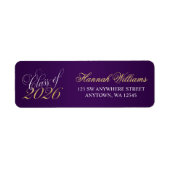 Étiquette Script Purple Gold 2021 Graduation Return Adresse (Devant)