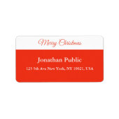 Étiquette Script Red White Modèle Joyeux Noël Adresse (Devant)