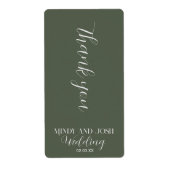 Étiquette Script romantique Sage Merci VERT Mariage Cadeau (Devant)