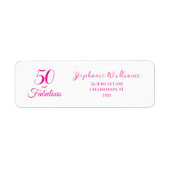 Étiquette Script rose 50 ans et Fabuleux Fête d'anniversaire (Devant)