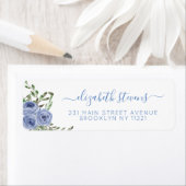 Étiquette Script Rose Fille Floral Dusty Blue Watercolor (En situation)