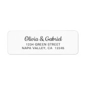 Étiquette Script simple. Mariage noir blanc Adresse de retou (Devant)