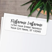 Étiquette Script simple noir blanc élégant - Adresse de reto