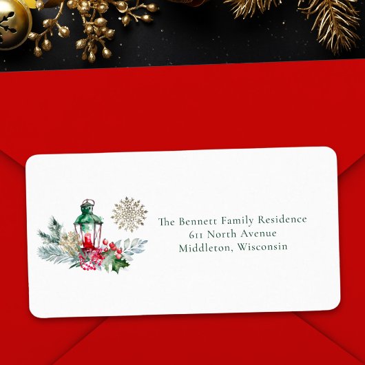 Étiquette Script unique élégant Noël Retour Adresse Lab