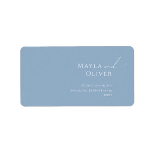 Étiquette Script Whimsical Blue Wedding RSVP Adresse de reto