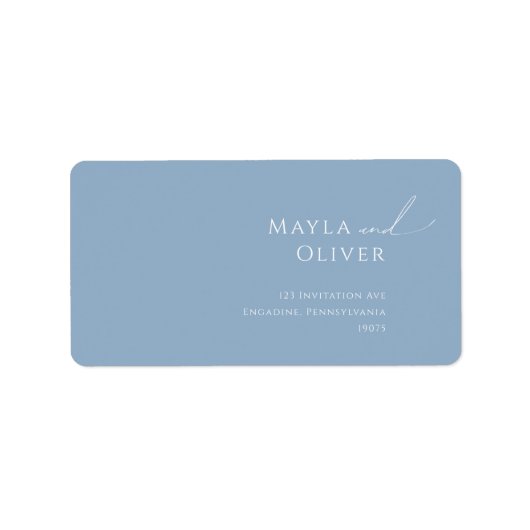 Étiquette Script Whimsical Blue Wedding RSVP Adresse de reto (Devant)