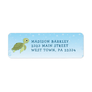 Étiquette Sea Turtle Kid Cute Ocean Return Label