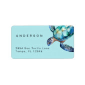 Étiquette Sea Turtle Tropical Return Address (Devant)