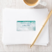 Étiquette Sea Waves Texte manuscrit Élégant Adresse moderne (En situation)