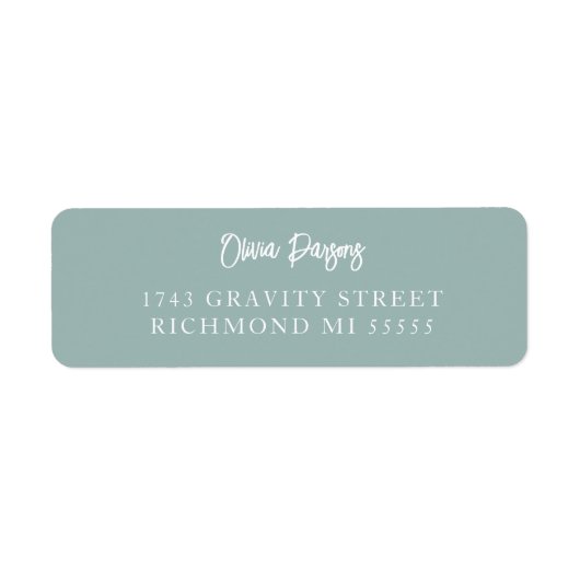 Étiquette Seafoam Green Modern Minimaliste Écrit Adresse La (Devant)