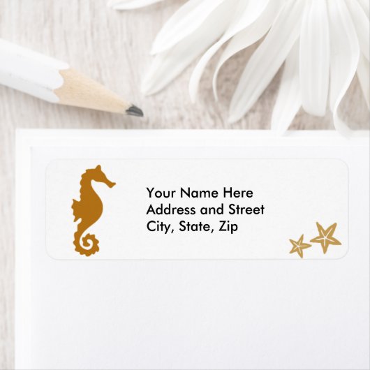 Étiquette Seahorse and shells (En situation)