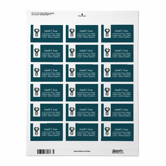 Étiquette Seahorse Romance, Mariage sur la plage (Feuille entière)