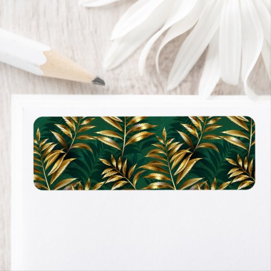 Étiquette Seamless pattern with golden ferns (En situation)