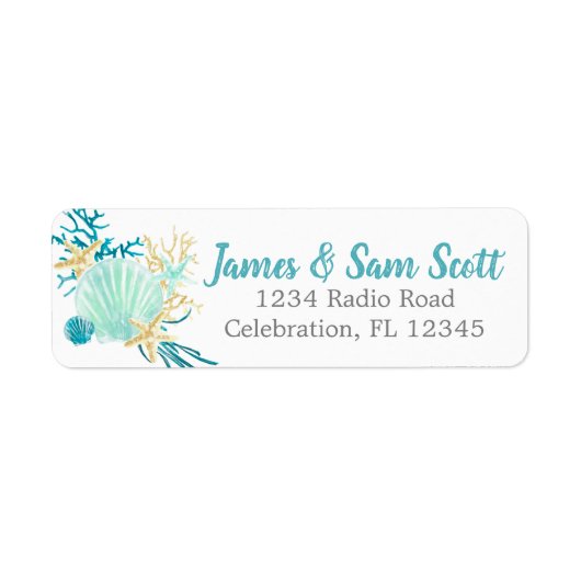 Étiquette Seashell Beach Adresse de retour à thème (Devant)
