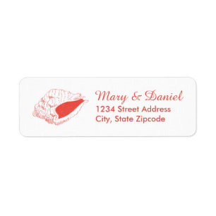 Étiquette Seashell Beach Wedding Adresse de retour Label(cor