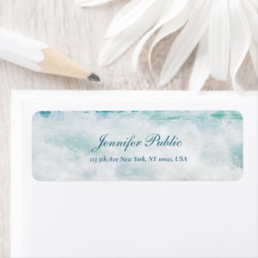 Étiquette Seaside Waves Artwork Texte manuscrit (En situation)