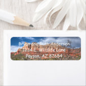 Étiquette Sedona Arizona paysage rocheux rouge (En situation)