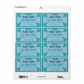 Étiquette Sels de bain faits maison personnalisables bleu ar (Feuille entière)